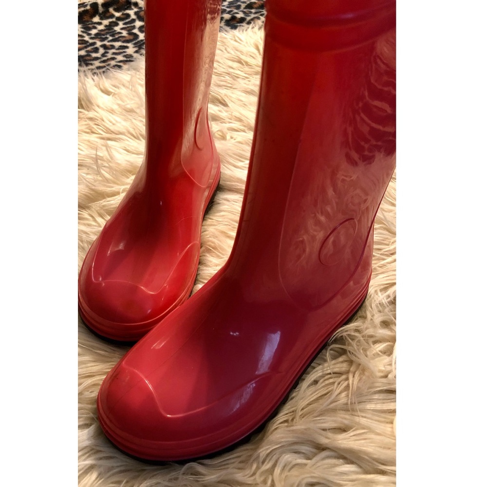 Pink rain boots